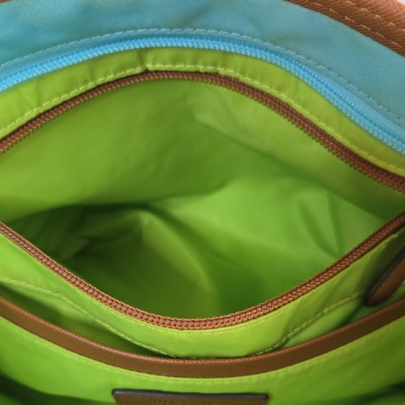 Michael Kors Blue and Brown Tote Bag with Leather Trim - Picture 7 of 10